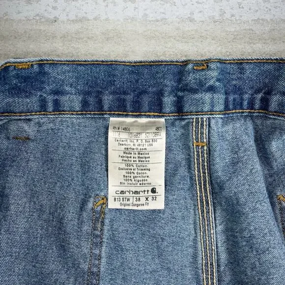 Vintage Carhartt Carpenter Jeans Baggy Wide Leg Fit Light Wash Denim 90s